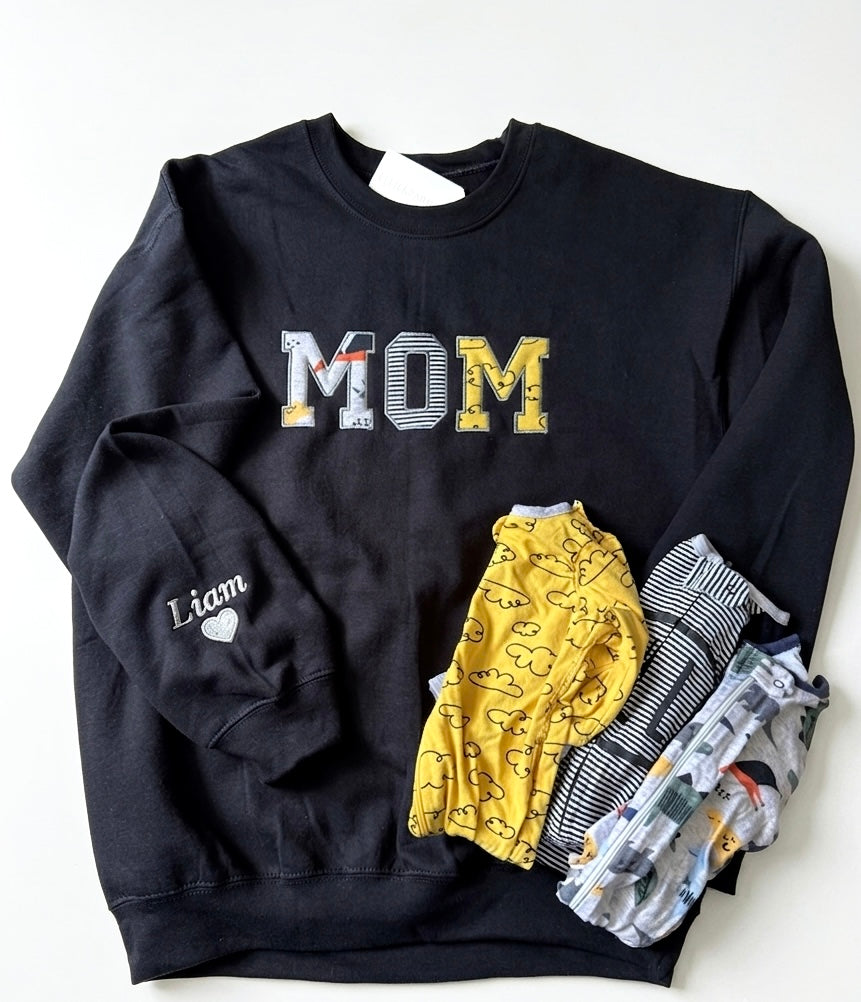 Custom Baby Clothes Keepsake Sweatshirt | Embroidered Memory Appliqué Gift for Moms