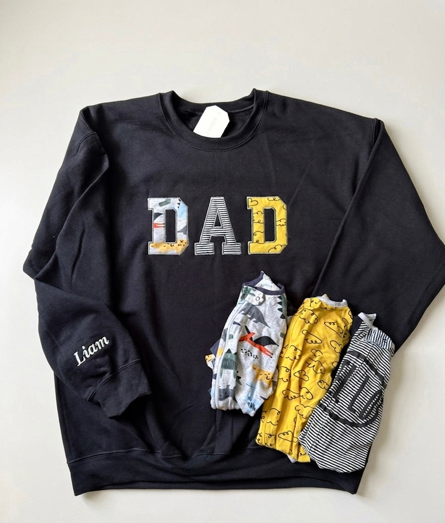 Custom Baby Clothes Keepsake Sweatshirt | Embroidered Memory Appliqué Gift for Dad