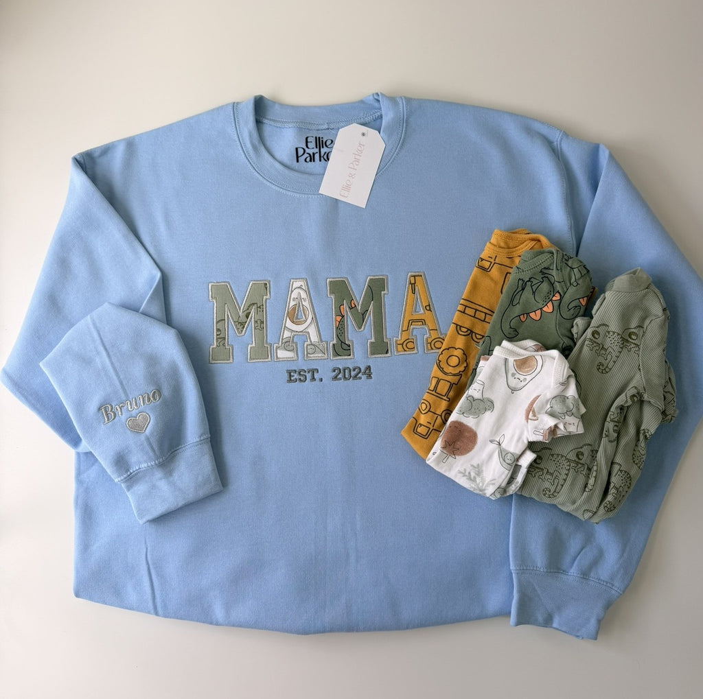 Custom Baby Clothes Keepsake Sweatshirt | Embroidered Memory Appliqué Gift for Moms