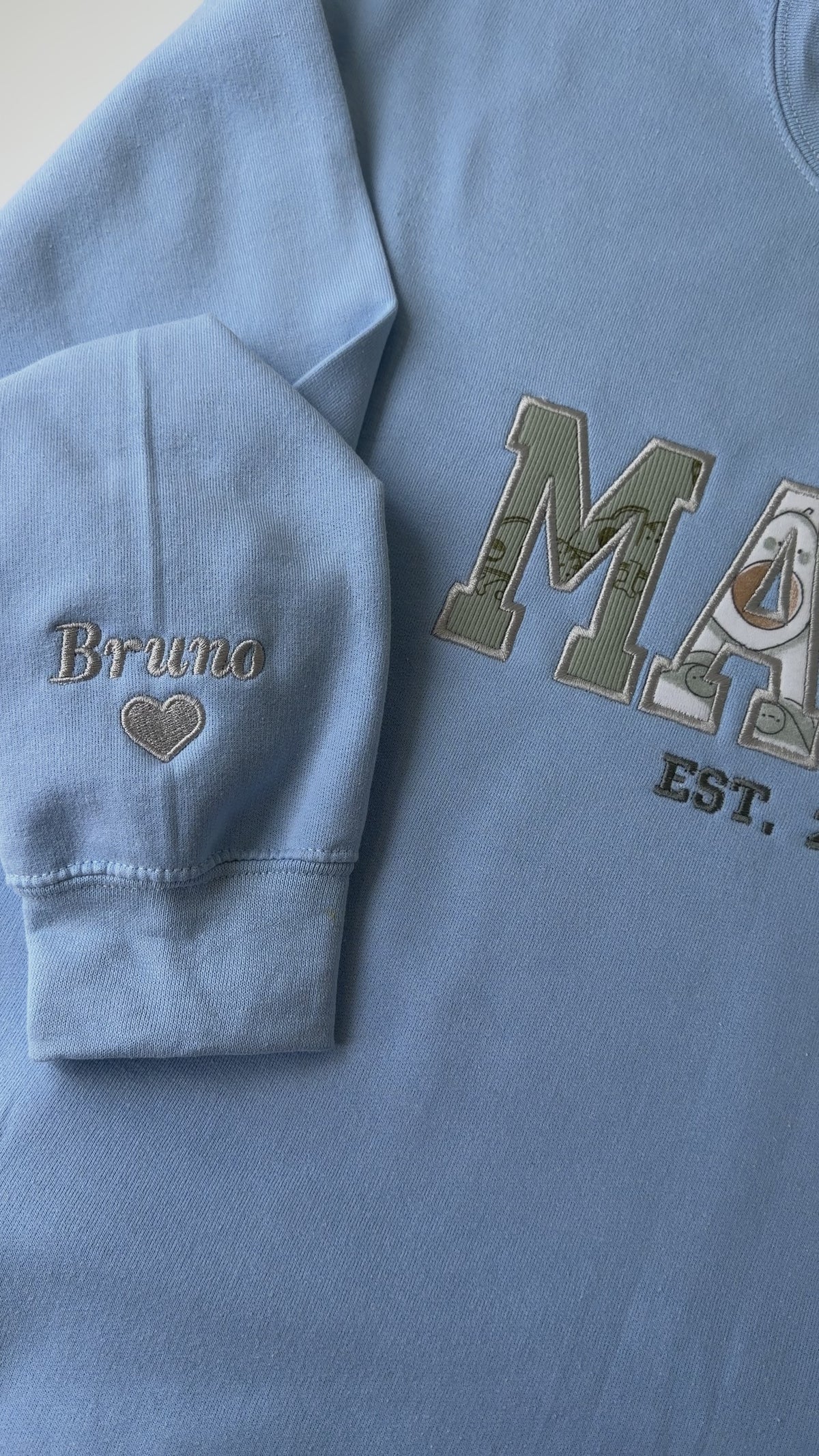 Custom Baby Clothes Keepsake Sweatshirt | Embroidered Memory Appliqué Gift for Moms